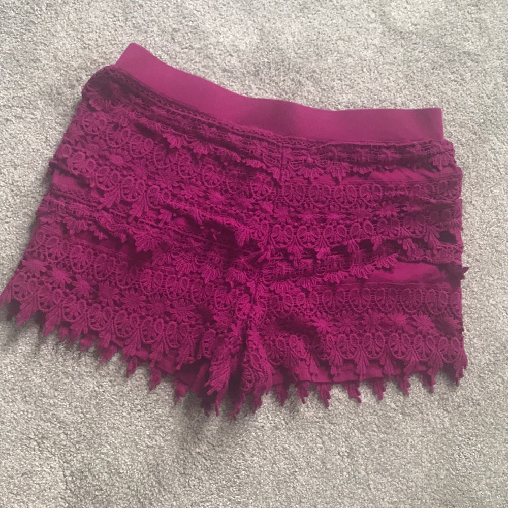 Express Magenta Lace Shorts